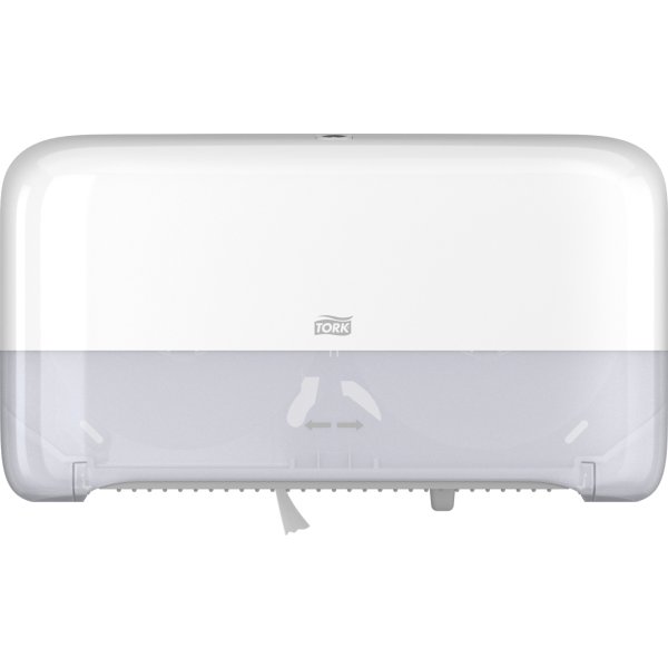 Tork T2 Twin Dispenser MiniJumbo Toiletpapir, Hvid