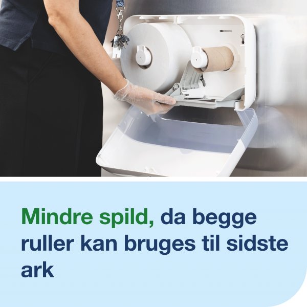 Tork T2 Twin Dispenser MiniJumbo Toiletpapir, Hvid