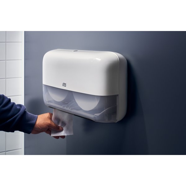 Tork T2 Twin Dispenser MiniJumbo Toiletpapir, Hvid