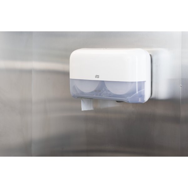Tork T2 Twin Dispenser MiniJumbo Toiletpapir, Hvid