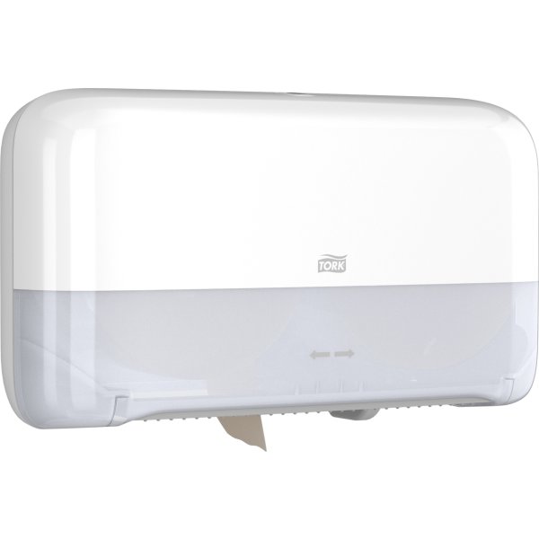 Tork T2 Twin Dispenser MiniJumbo Toiletpapir, Hvid