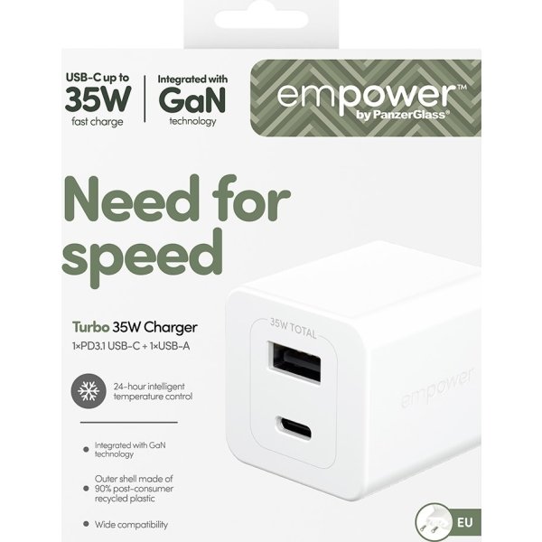 EMPOWER Turbo Adaptor - 35W USB-C + USB-A EU