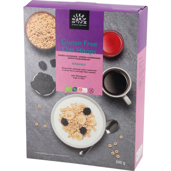 Urtekram Øko Oat Hoops, 300 g