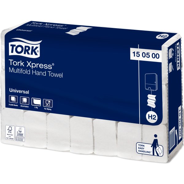 Tork H2 Uni Håndklædeark Z-fold, 1-lags, 21 pk