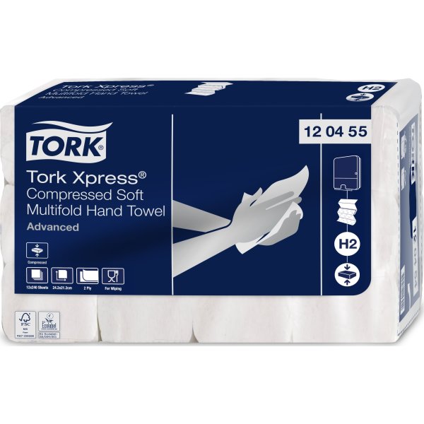 Tork H2 Compressed Adv. Håndklædeark Z-fold, 12 pk