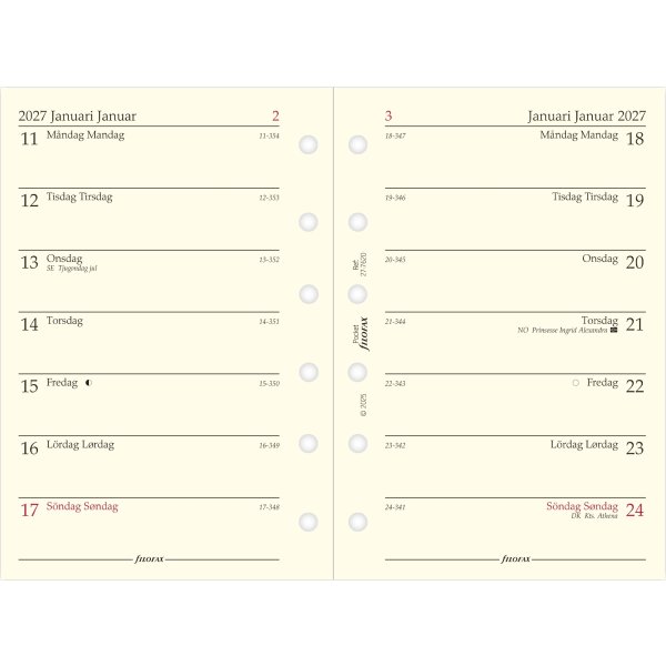 Filofax 2027 Refill | Pocket | Uge