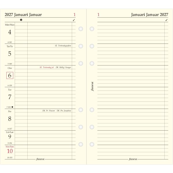 Filofax 2027 Refill | Personal | Uge + Notat