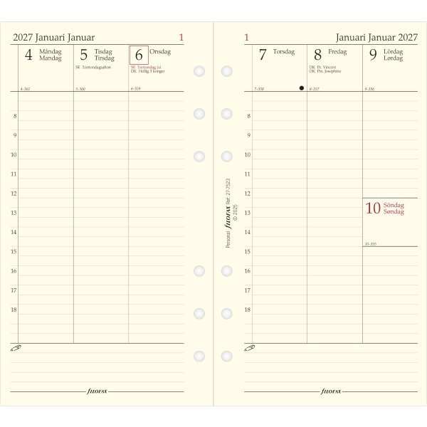 Filofax 2027 Refill | Personal | Uge | Højformat