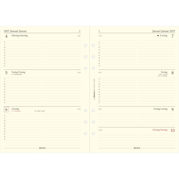 Filofax 2027 Refill | A5 | Uge | Tværformat