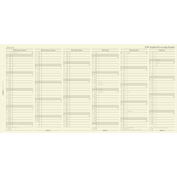 Filofax 2028 Refill | A5 | Årsplan