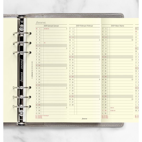 Filofax 2029 Refill | A5 | Årsplan