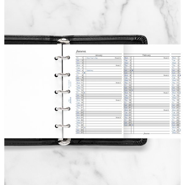 Filofax 2027 Refill | Mini | Årsplan | Engelsk