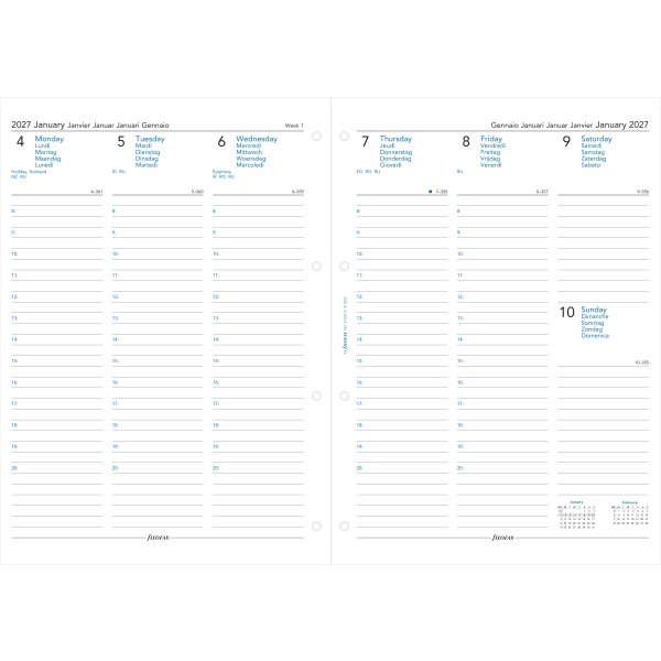 Filofax 2027 Refill | A4 | Uge | 5 sprog