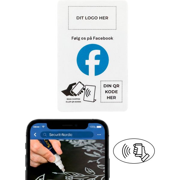 Kort med chip, eget logo, Facebook