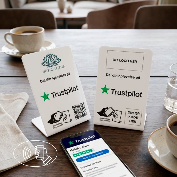 Skiltepakke m/chip, 3 stk, eget logo, Trustpilot