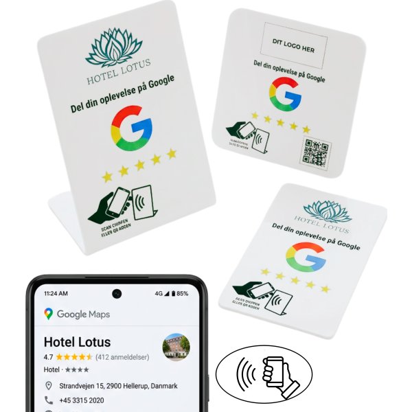 Skiltepakke m/chip, 3 stk, eget logo, Google