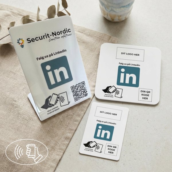 Skiltepakke m/chip, 3 stk, eget logo, LinkedIn