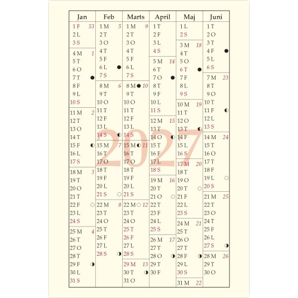 Filofax 2027 Refill | Pocket | Månedsoversigt