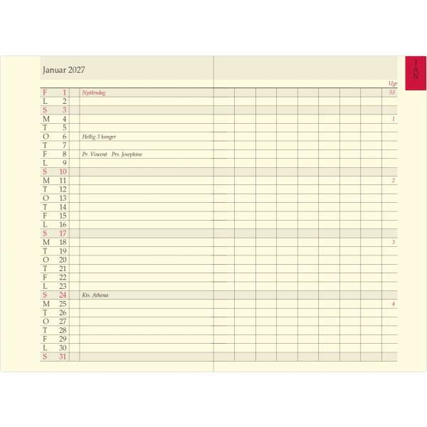Filofax 2027 Refill | Pocket | Månedsoversigt