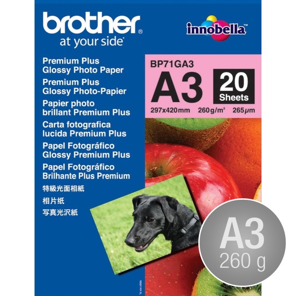 Brother Glossy inkjet fotopapir A3/260g/20 ark