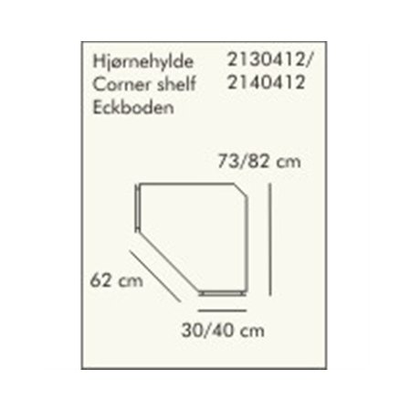 ABC dyb hjørnehylde, 40 cm, hvidlaseret