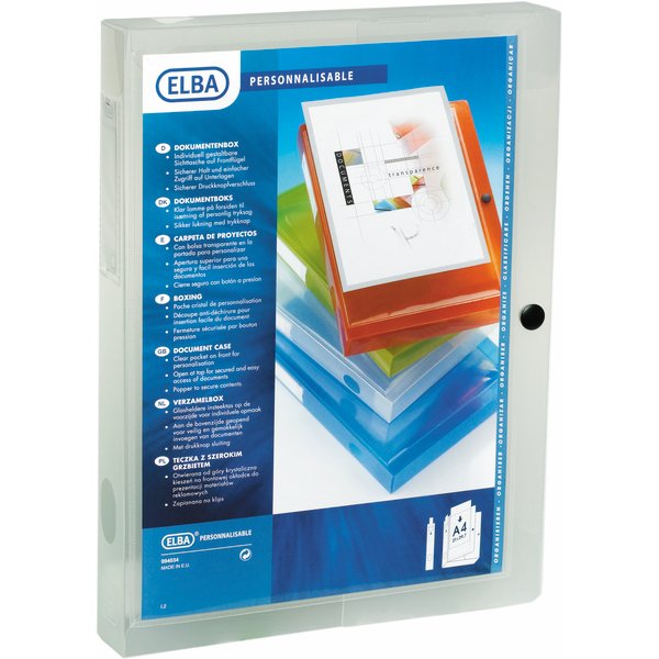 Elba Polyvision Dokumentbox, 4 cm, klar/hvid