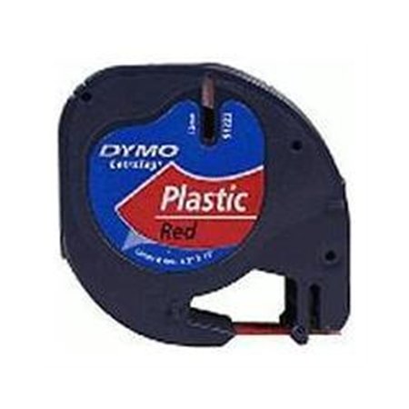 Dymo Letratag labeltape 12mm, sort på rød