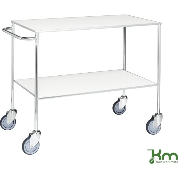Rullebord - 2 hylder, 1000x580x850, Galvanis/Hvid