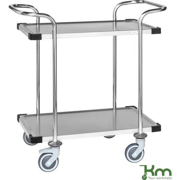 Highline Rustfrit Rullebord, 2 hylder,900x600x1000