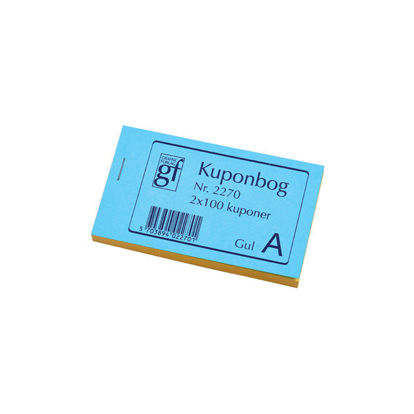 Kuponbog 100 blade, str. 130x70 mm, gul