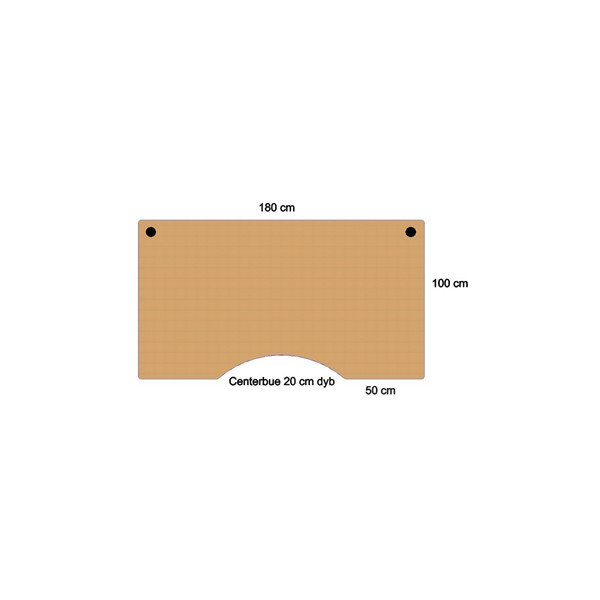 Flexo hæve/sænkebord 180cm m/centerbue bøg