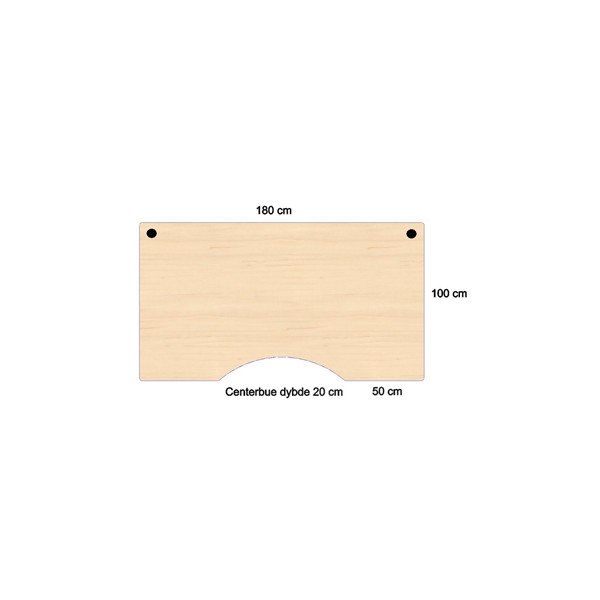Flexo hæve/sænkebord 180cm m/centerbue ahorn