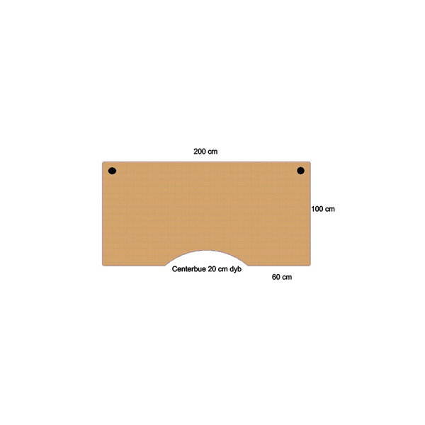 Flexo hæve/sænkebord 200 cm m/centerbue bøg