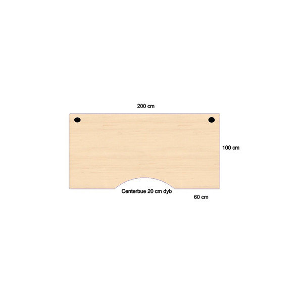 Flexo hæve/sænkebord 200 cm m/centerbue ahorn