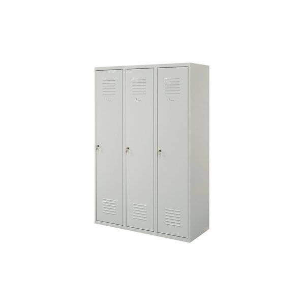Proff garderobeskab,3x(1x2),Plan,Cylinder,Grå/Grå