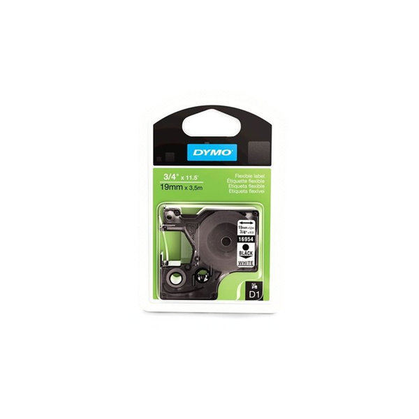 Dymo D1 polyestertape 19mm, sort på hvid