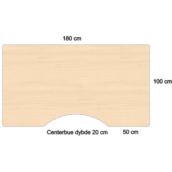 SPEC hæve/sænkebord centerbue 180 cm ahorn