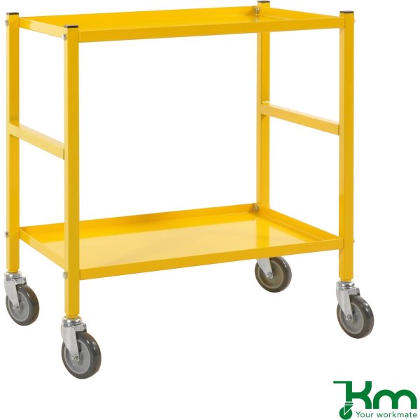 Rullevogn, 2 hylder, 670x415x760, 150 kg, Gul