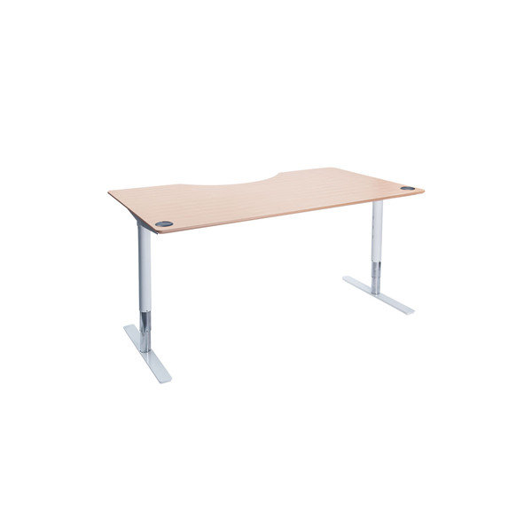 Flex hæve/sænkebord hvid/bøg 180 cm, centerbue