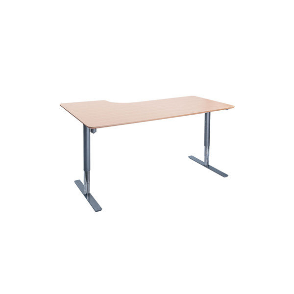 Flex hæve/sænkebord alu/bøg 180 cm, højrevendt