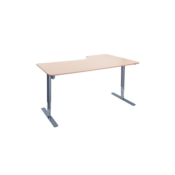 Flex hæve/sænkebord alu/bøg 180 cm, venstrevendt