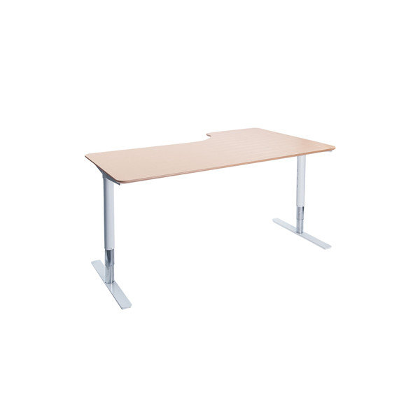 Flex hæve/sænkebord hvid/bøg 180 cm, venstrevendt