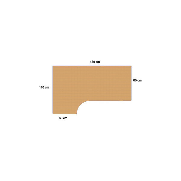 Flex hæve/sænkebord hvid/bøg 180 cm, venstrevendt