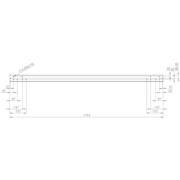 Screenit slide monteringsskinne L 180 cm