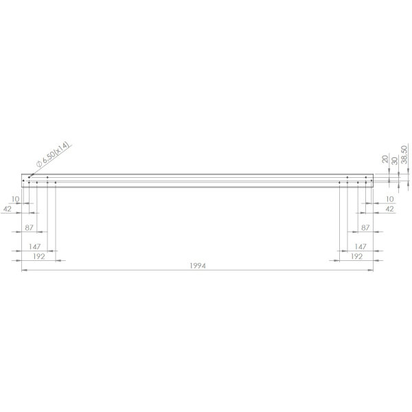 Screenit slide monteringsskinne L 200 cm