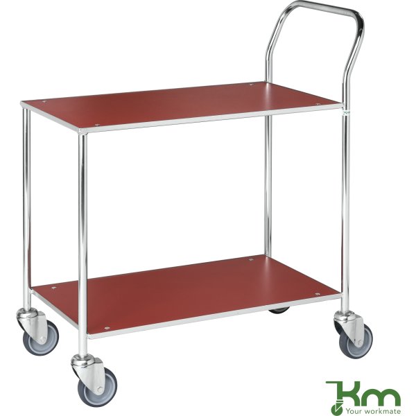 Rullebord - 2 hylder, 840x430x970, Galvanis/Rød