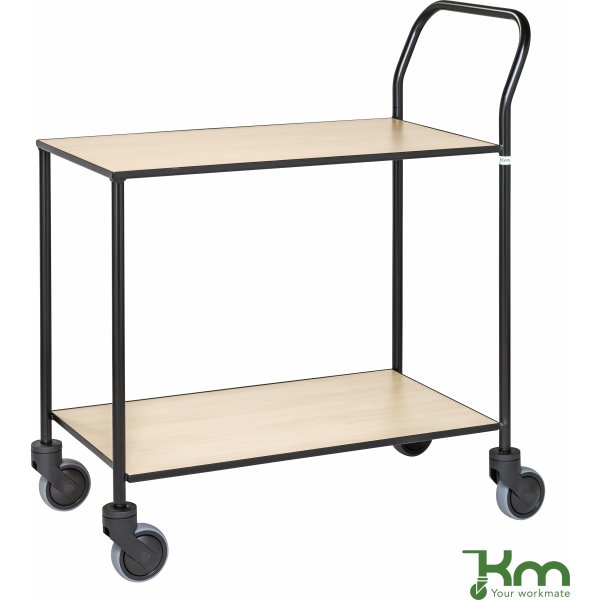Rullebord - 2 hylder, 840x430x970, Sort/Birk