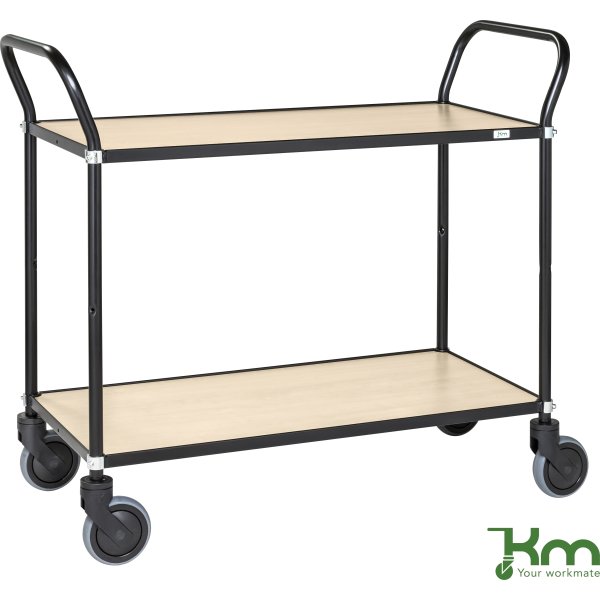 Rullebord - 2 hylder, 1100x430x940, Sort/Birk