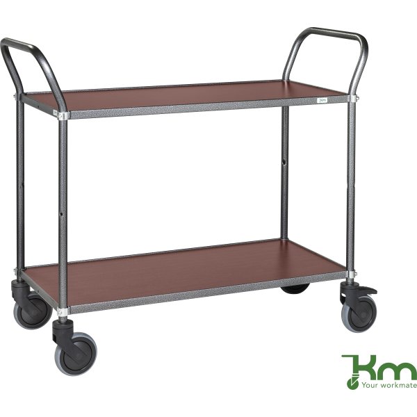 Rullebord - 2 hylder, 1100x430x940, Antracit/Mahog