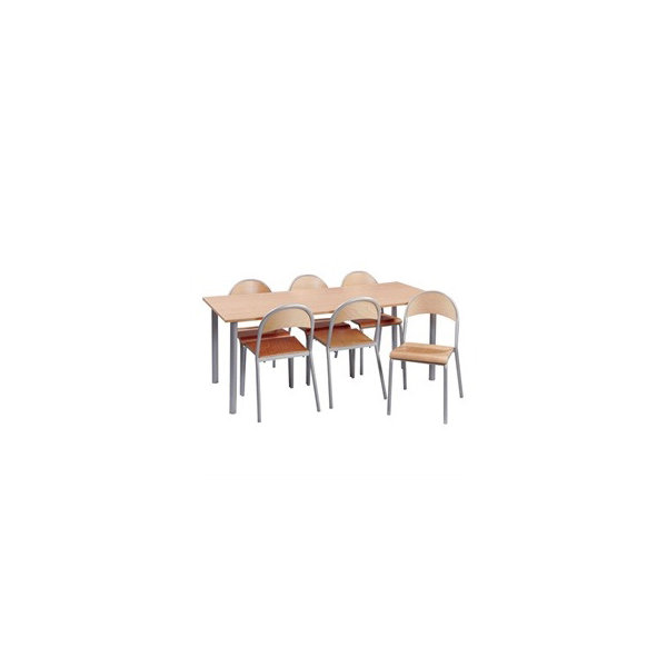 Kantinesæt de luxe til 6 pers. bøg/alu